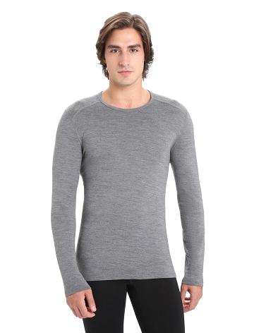 Icebreaker Merino 260 Tech Long Sleeve Crewe Thermal Top Férfi Base Layers Szürke | HU 1396BEXC